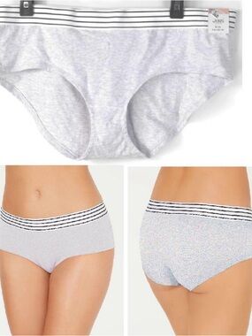 Jenni Intimates Striped Waist Hipster Grey Heather Cloud Women’s 2X set of 2
